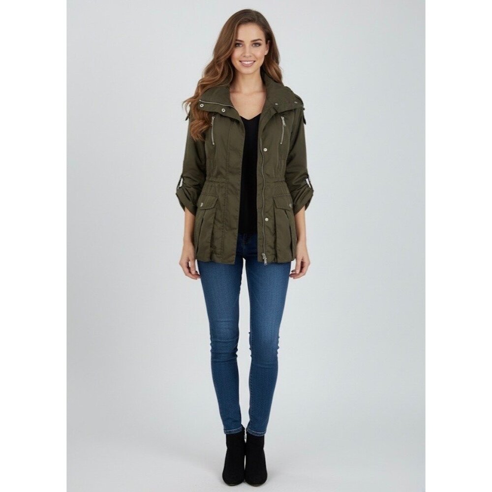 BCBGeneration Utility Military Anorak Parka Jacket Olive Green Gorpcore Armycore - Picture 5 of 16